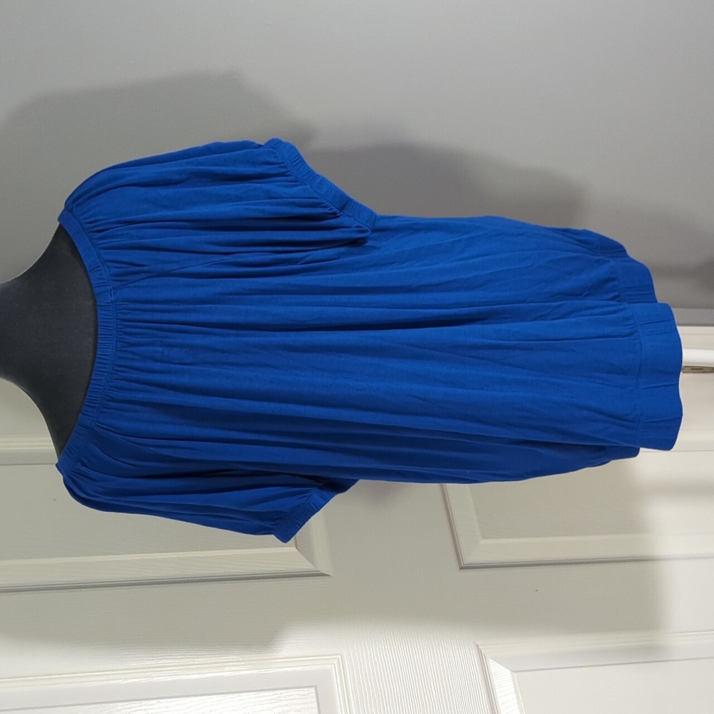 Lane Bryant Peasant Style Blue Top with Lace. - Picture 5 of 12